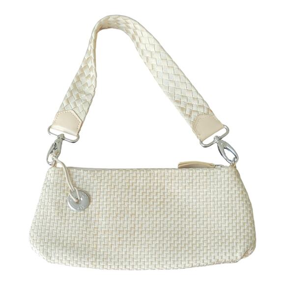 The Sak Small Nylon Woven‎ Cream Bag With Detachable Strap Clutch Or Shoulder - Picture 1 of 9